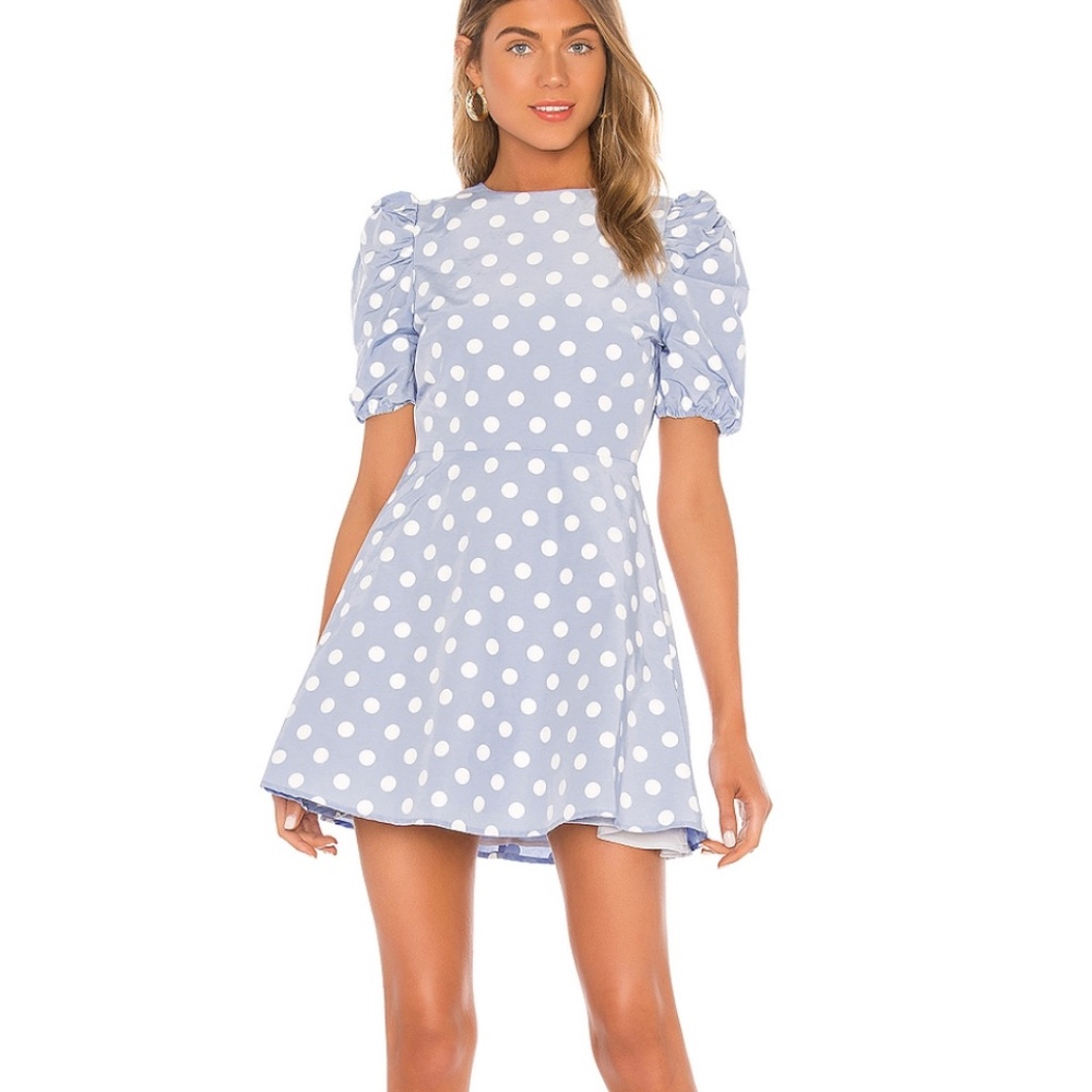 Majorelle Cordella Mini Dress in Baby Blue Dot S